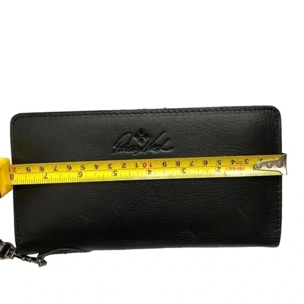 Patricia bash black leather wristlet clutch bag